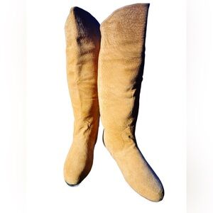 VTG 80s Leather Suede Boots Pull On by Jack Sprat Size 8M Light Buckskin